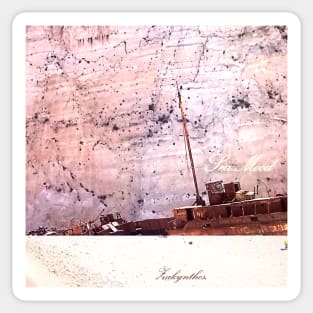 Sea mood zakynthos. sand, ship, Cliffs. Sticker